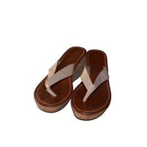 Soda Tan Wedge Sandals Size 6